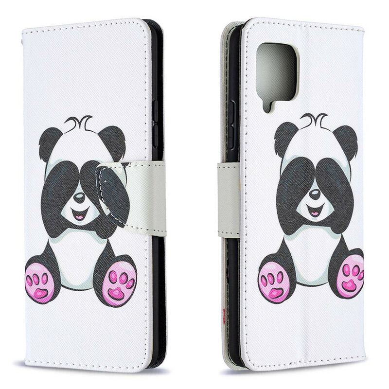 Capa De Couro Para Samsung Galaxy A42 5G Panda Divertido