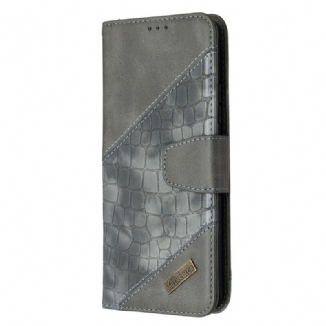 Capa De Couro Para Samsung Galaxy A42 5G Pele Clássica De Crocodilo