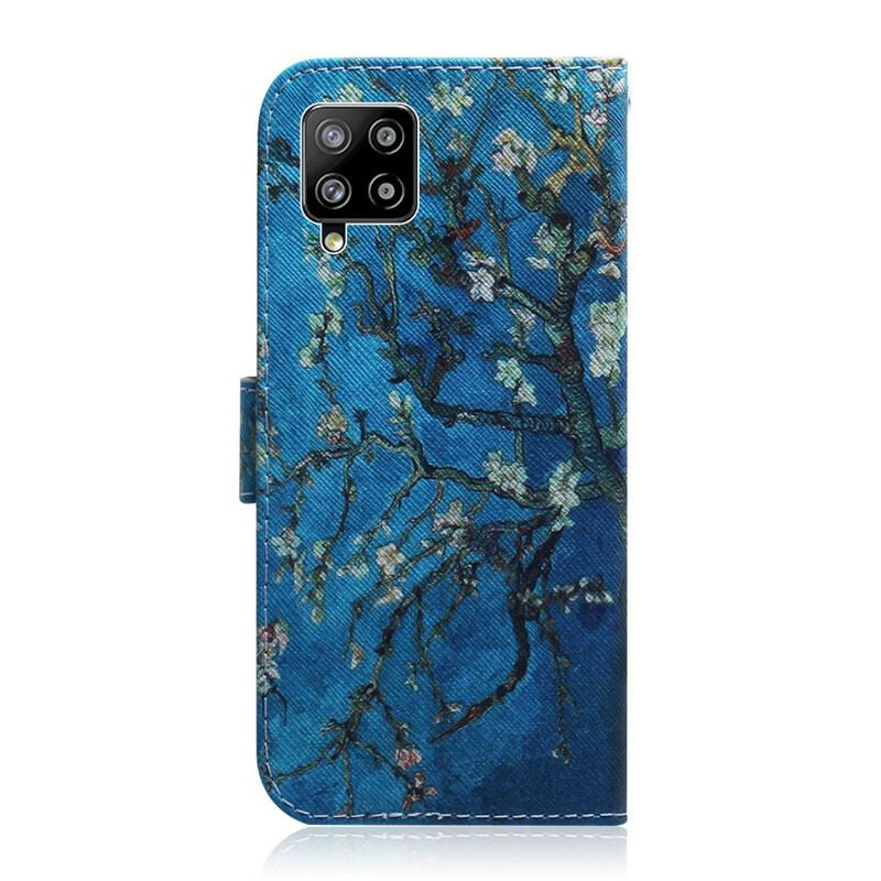 Capa De Couro Para Samsung Galaxy A42 5G Ramo De Árvore Florido