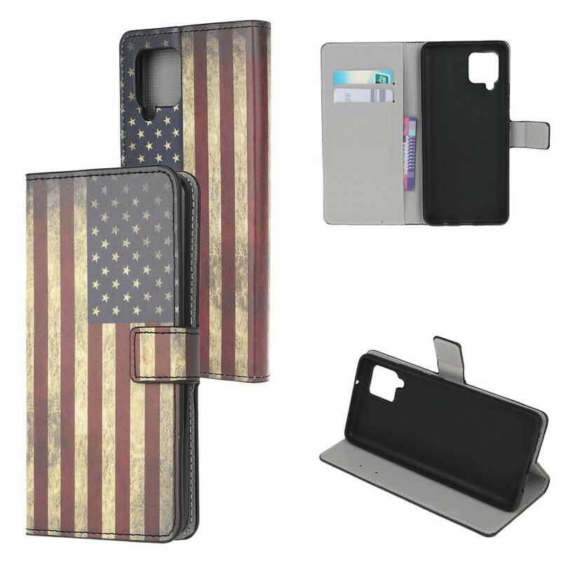 Capa Flip Para Samsung Galaxy A42 5G Bandeira Americana
