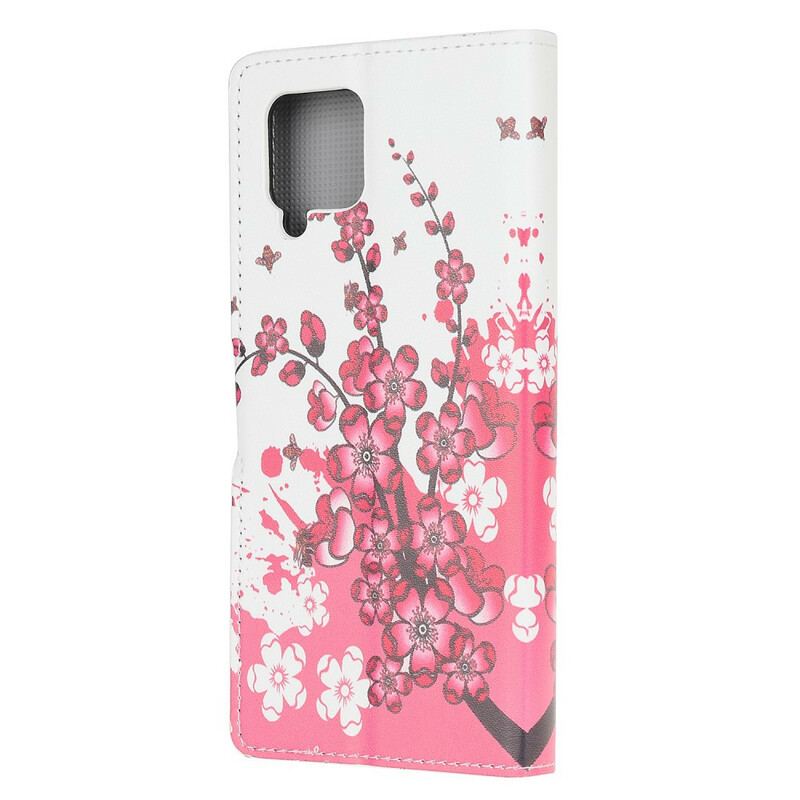 Capa Flip Para Samsung Galaxy A42 5G Flores Tropicais