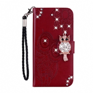 Capa Folio Para Samsung Galaxy A42 5G Coruja Mandala E Charme