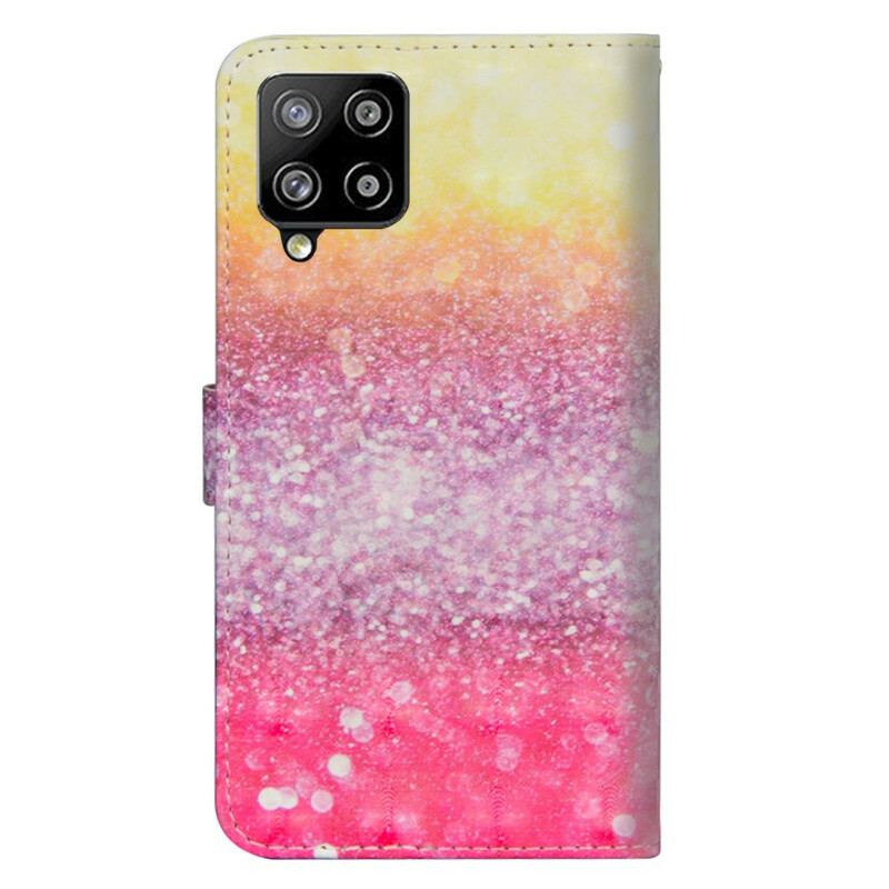 Capa Folio Para Samsung Galaxy A42 5G Gradiente Glitter Magenta