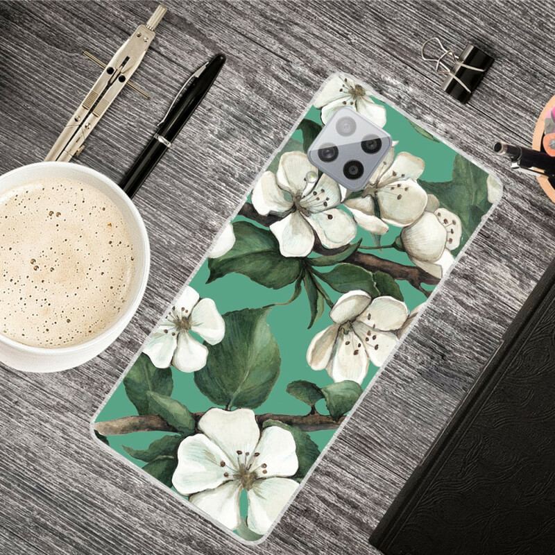 Capa Para Samsung Galaxy A42 5G Flores Brancas Pintadas