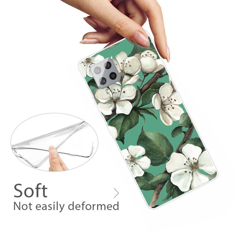 Capa Para Samsung Galaxy A42 5G Flores Brancas Pintadas
