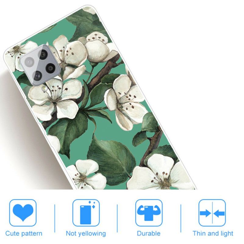 Capa Para Samsung Galaxy A42 5G Flores Brancas Pintadas