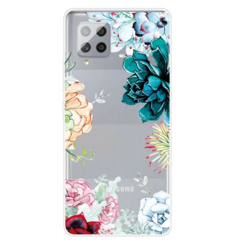 Capa Para Samsung Galaxy A42 5G Flores Em Aquarela Sem Costura