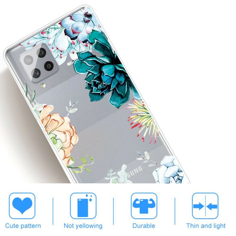 Capa Para Samsung Galaxy A42 5G Flores Em Aquarela Sem Costura