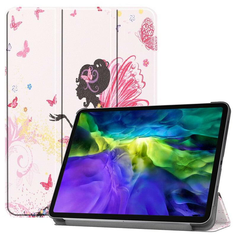 Capa De Celular Para iPad Pro 11" (2020) Couro Sintético De Fada Floral