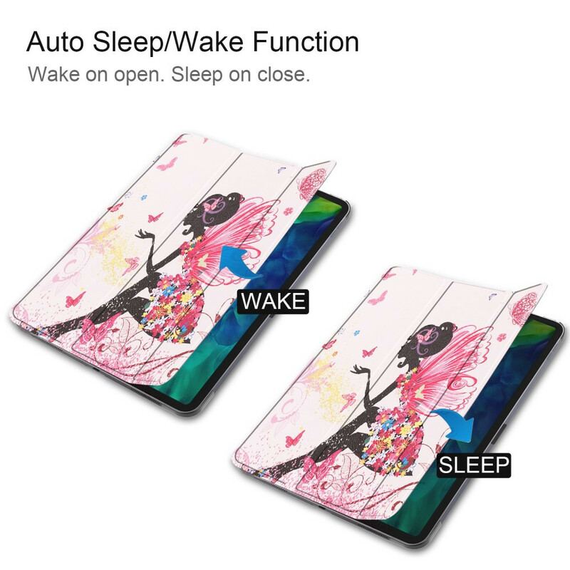 Capa De Celular Para iPad Pro 11" (2020) Couro Sintético De Fada Floral