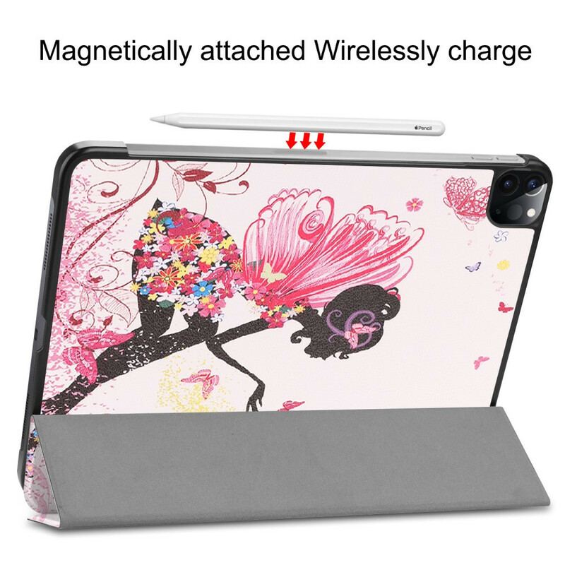 Capa De Celular Para iPad Pro 11" (2020) Couro Sintético De Fada Floral