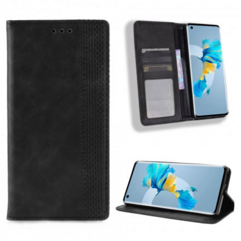 Capa De Celular Para Huawei Mate 40 Pro Flip Efeito Couro Vintage Estilizado