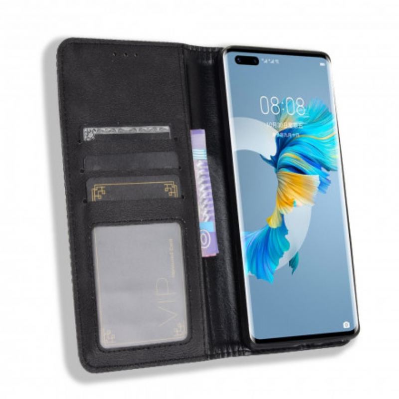 Capa De Celular Para Huawei Mate 40 Pro Flip Efeito Couro Vintage Estilizado