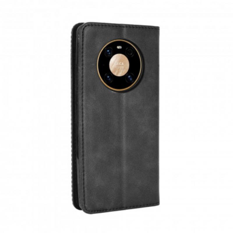 Capa De Celular Para Huawei Mate 40 Pro Flip Efeito Couro Vintage Estilizado
