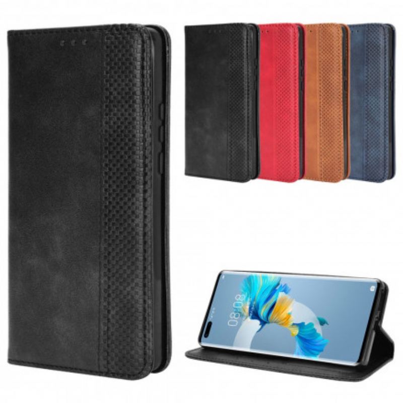 Capa De Celular Para Huawei Mate 40 Pro Flip Efeito Couro Vintage Estilizado