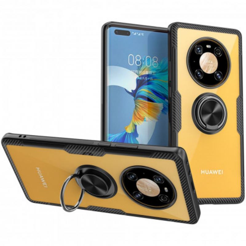 Capa Para Huawei Mate 40 Pro Anel Transparente E Carbono