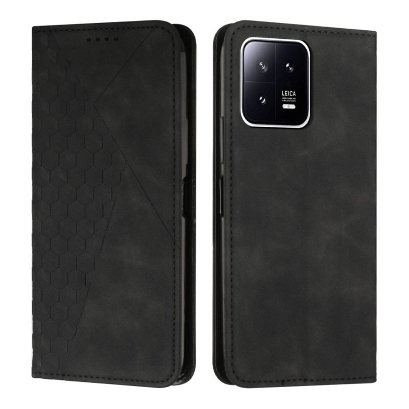 Capa De Celular Para Xiaomi 13 Pro Flip Estilo Couro Padrão 3d