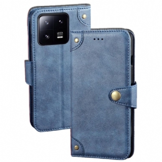 Capa De Couro Para Xiaomi 13 Pro Botão Magnético