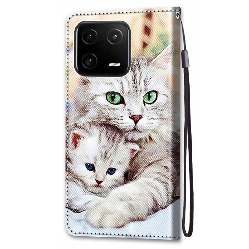 Capa De Couro Para Xiaomi 13 Pro Família De Gatos