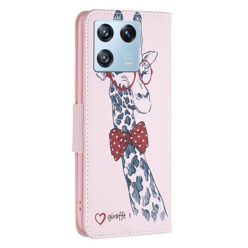 Capa De Couro Para Xiaomi 13 Pro Girafa Inteligente