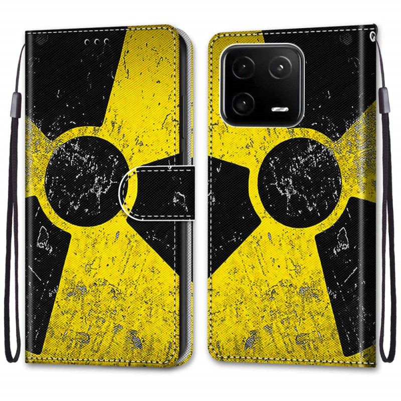 Capa Em Pele Para Xiaomi 13 Pro Amarelo E Preto