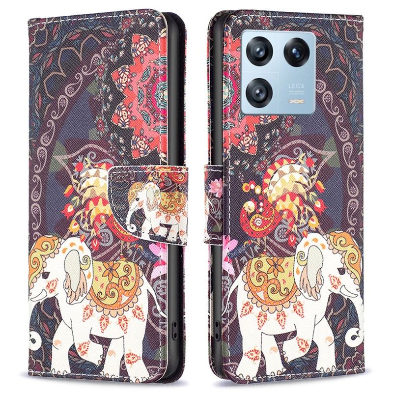 Capa Em Pele Para Xiaomi 13 Pro Elefante Tribal