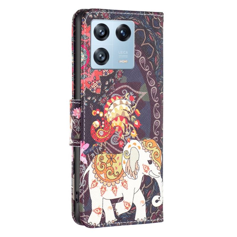 Capa Em Pele Para Xiaomi 13 Pro Elefante Tribal
