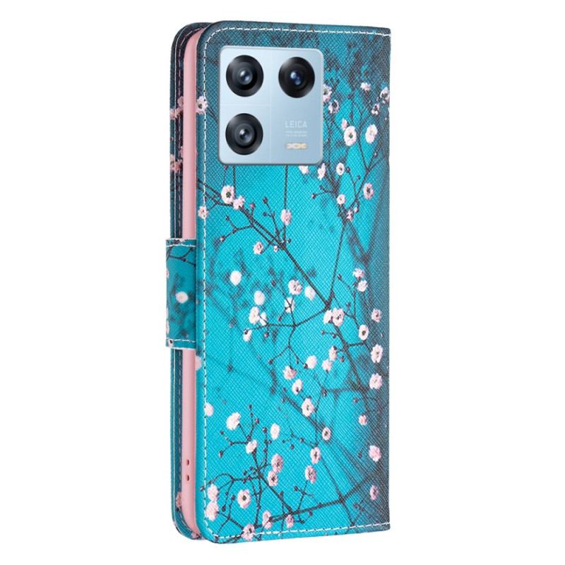 Capa Em Pele Para Xiaomi 13 Pro Ramos Floridos