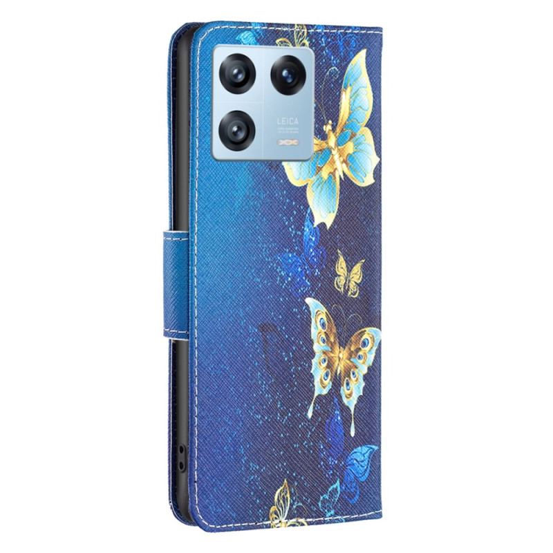 Capa Flip Para Xiaomi 13 Pro Borboletas