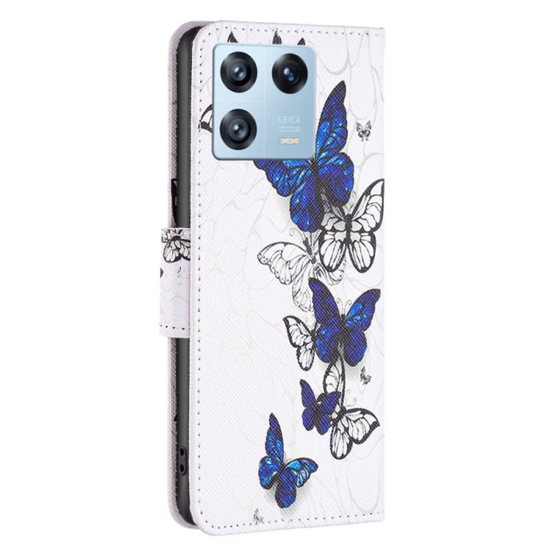 Capa Flip Para Xiaomi 13 Pro Borboletas Coloridas