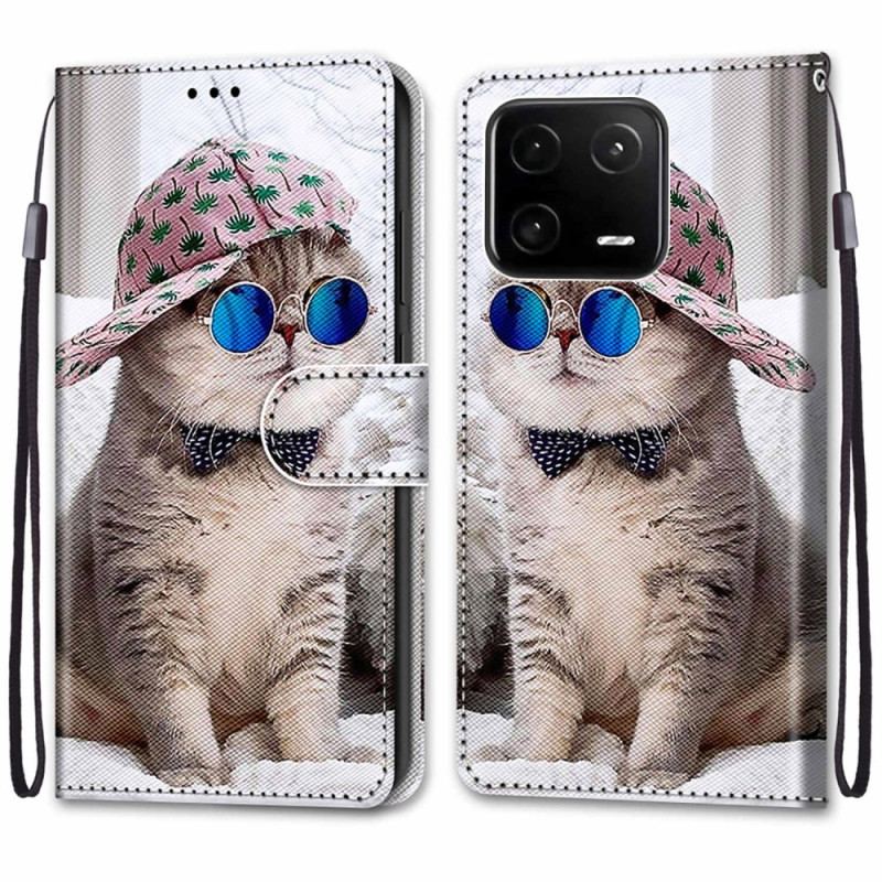 Capa Flip Para Xiaomi 13 Pro De Cordão Yo Cat Com Alça