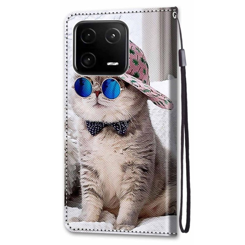 Capa Flip Para Xiaomi 13 Pro De Cordão Yo Cat Com Alça