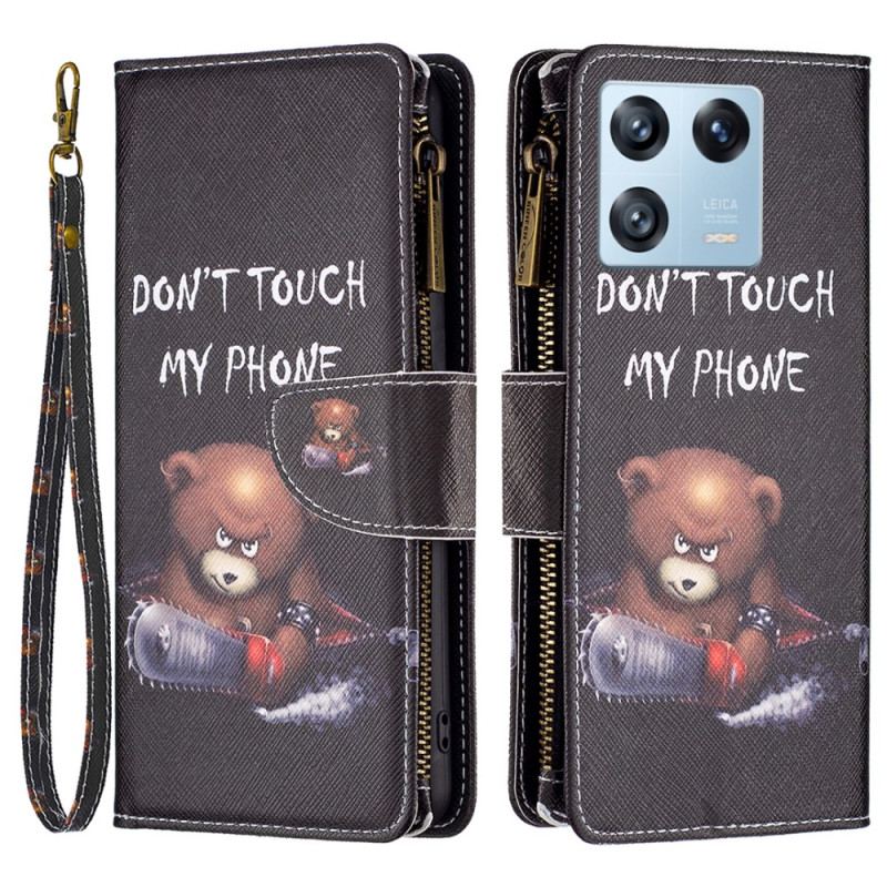 Capa Flip Para Xiaomi 13 Pro Urso Perigoso Com Bolso Fechado