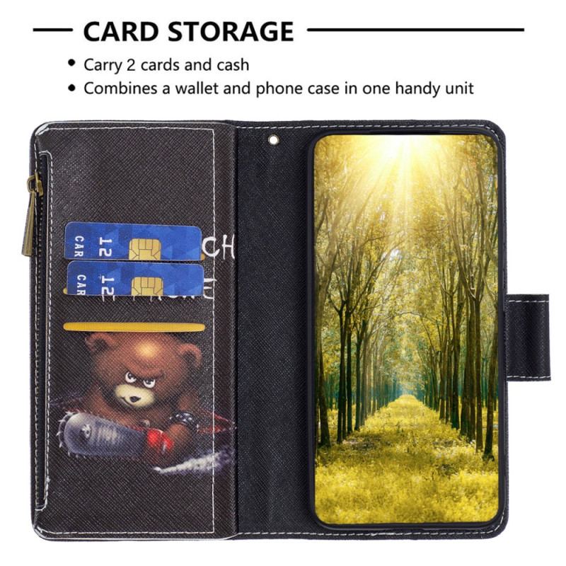 Capa Flip Para Xiaomi 13 Pro Urso Perigoso Com Bolso Fechado