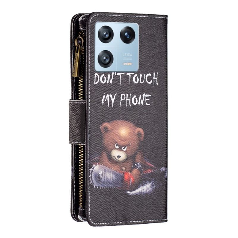 Capa Flip Para Xiaomi 13 Pro Urso Perigoso Com Bolso Fechado