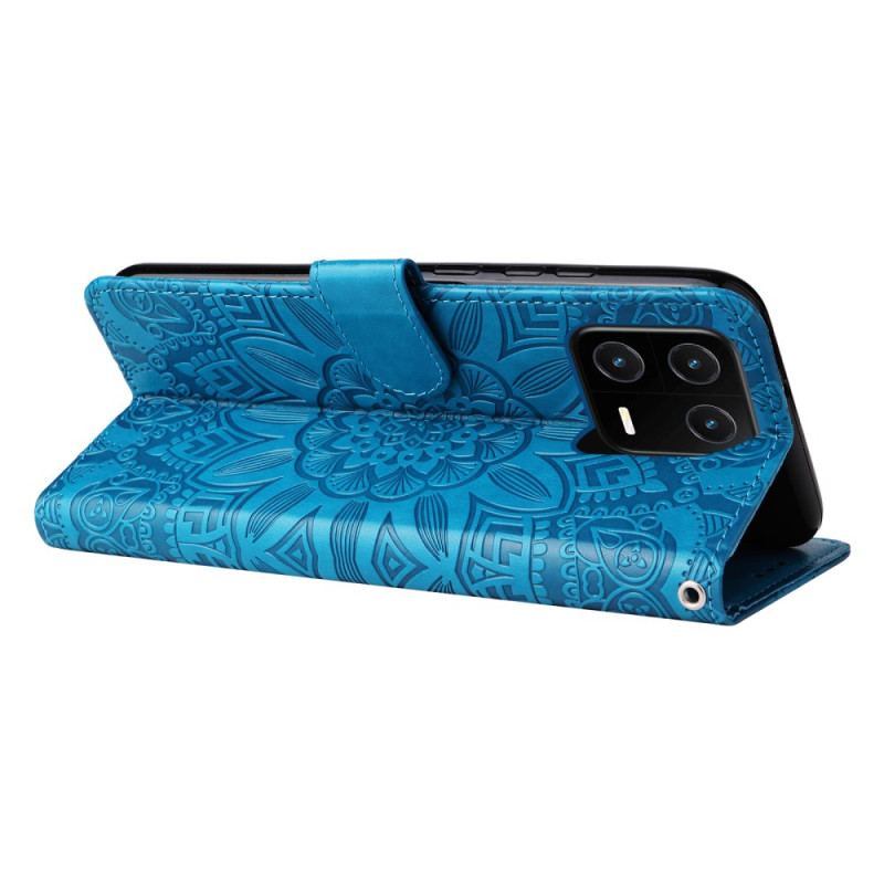 Capa Folio Para Xiaomi 13 Pro Mandala Sol Com Cordão
