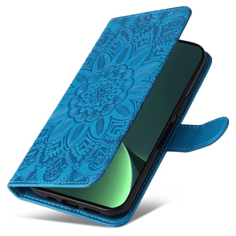 Capa Folio Para Xiaomi 13 Pro Mandala Sol Com Cordão