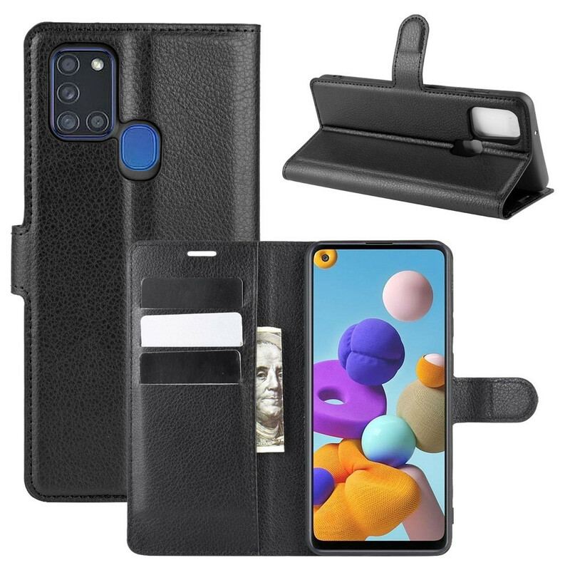 Capa De Couro Para Samsung Galaxy A21s Clássico