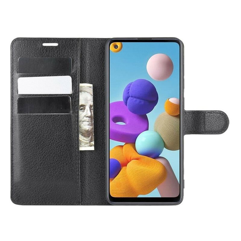Capa De Couro Para Samsung Galaxy A21s Clássico