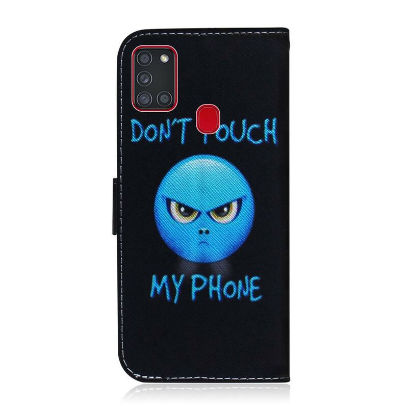 Capa De Couro Para Samsung Galaxy A21s Emoji Telefone
