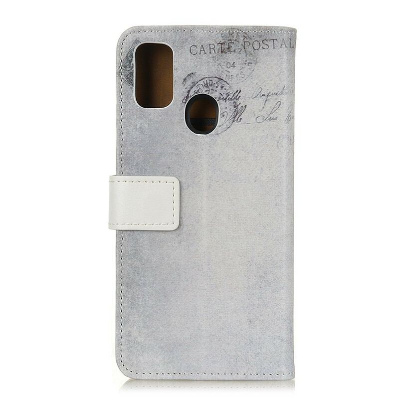 Capa De Couro Para Samsung Galaxy A21s Gato Viajante