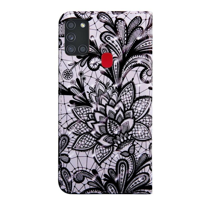 Capa De Couro Para Samsung Galaxy A21s Totalmente Renda