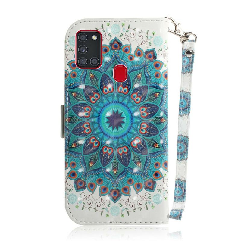 Capa Flip Para Samsung Galaxy A21s De Cordão Mandala Magistral Com Alça