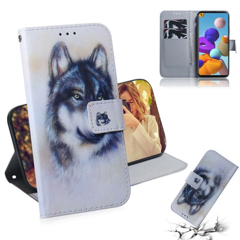 Capa Flip Para Samsung Galaxy A21s Olhar Canino
