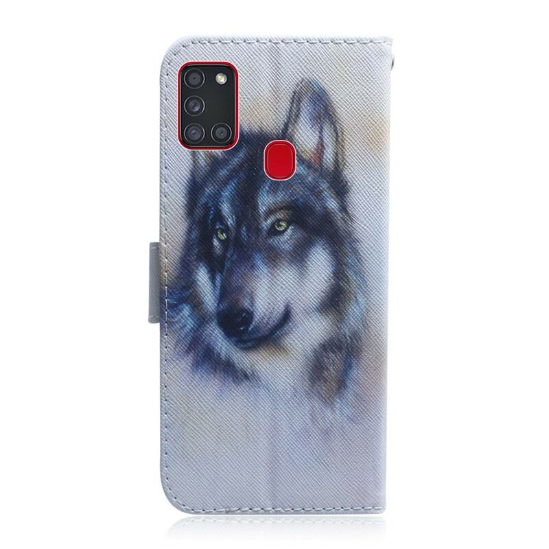 Capa Flip Para Samsung Galaxy A21s Olhar Canino