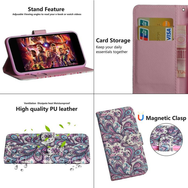 Capa Flip Para Samsung Galaxy A21s Padrões De Flores