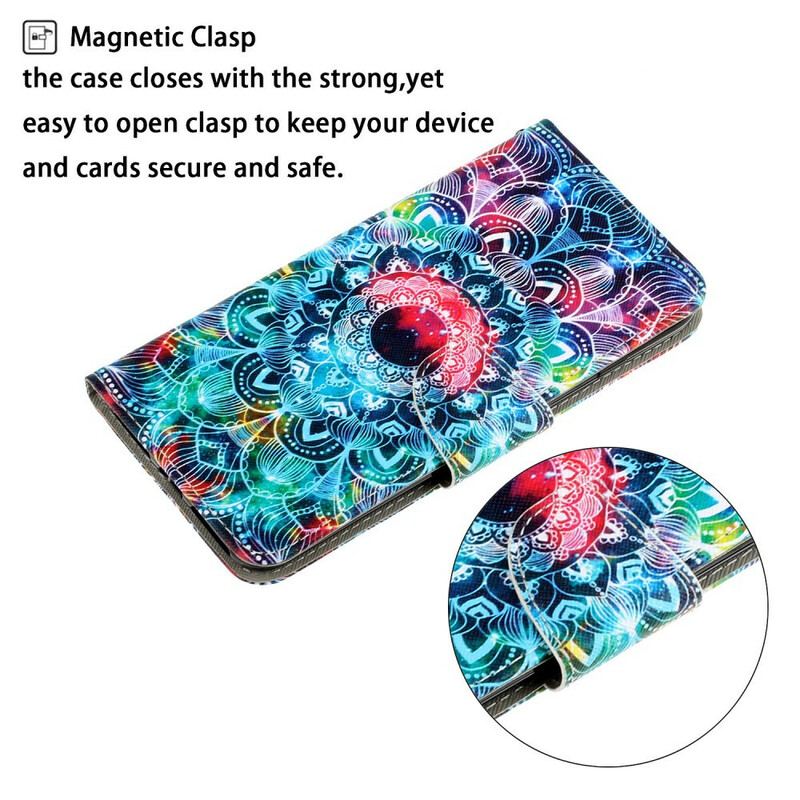 Capa Folio Para Samsung Galaxy A21s De Cordão Mandala De Tiras Chamativas
