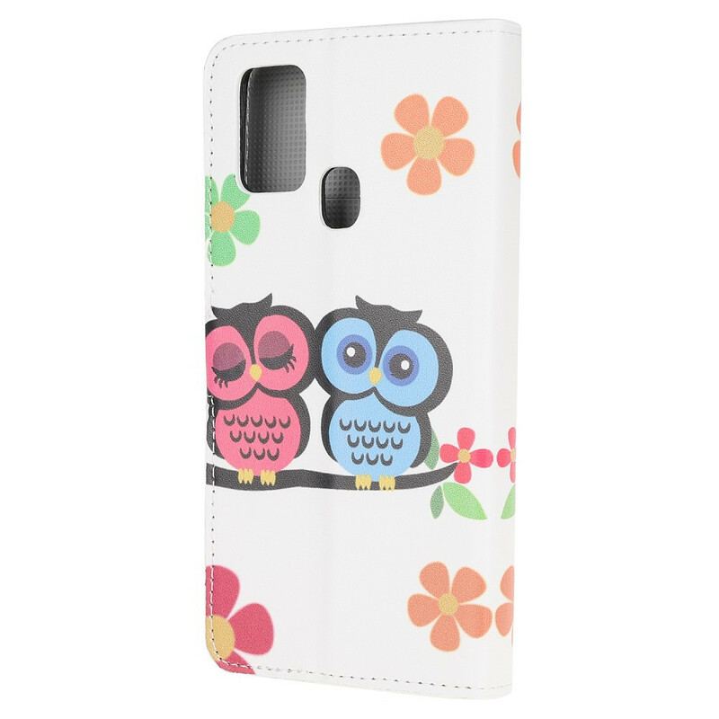 Capa Folio Para Samsung Galaxy A21s Família Coruja