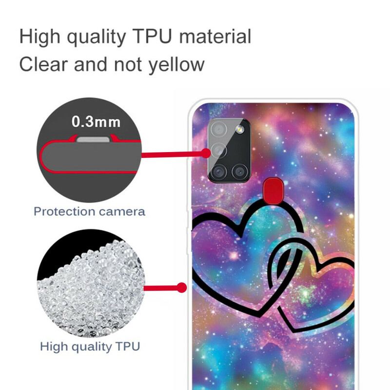 Capa Para Samsung Galaxy A21s Corações Acorrentados