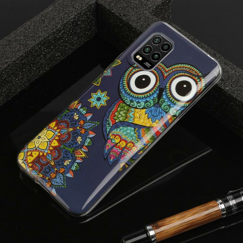 Capa Para Xiaomi Mi 10 Lite Mandala Coruja Fluorescente
